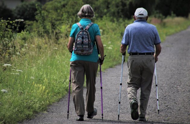Wandelend stel door de natuur 