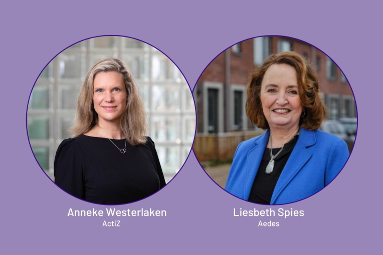 Anneke Westerlaken (ActiZ) en Liesbeth Spies (Aedes)