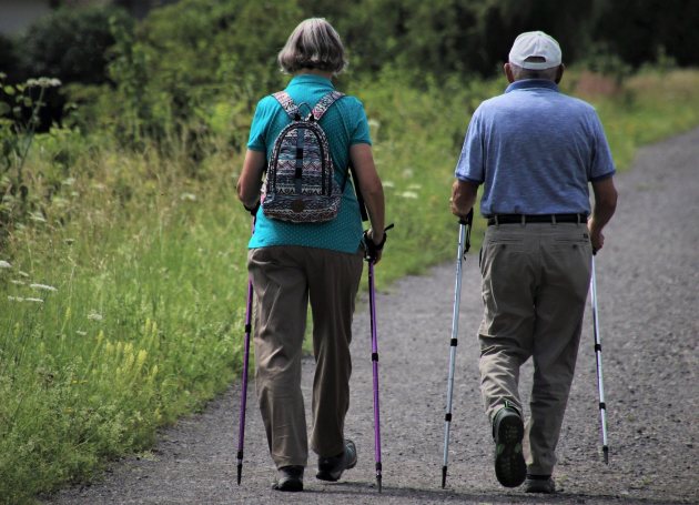 Wandelend stel door de natuur 