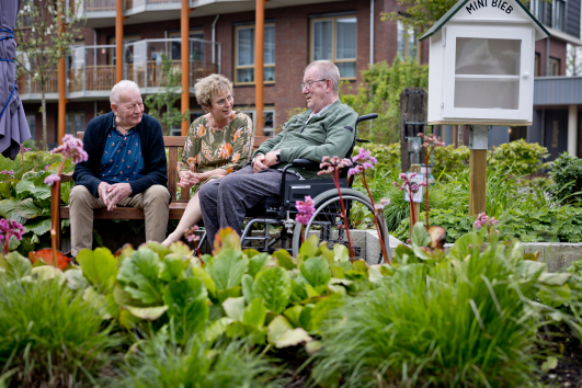 heren in de tuin 